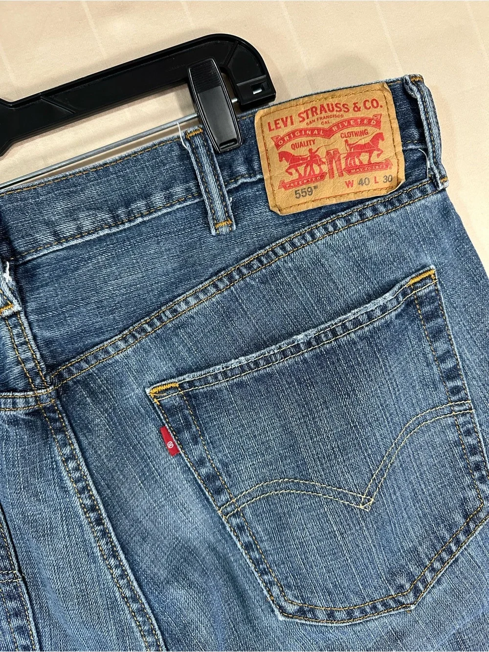 Levi's 559 Relaxed Straight Jeans Blue Denim Men's 40x30 EUC